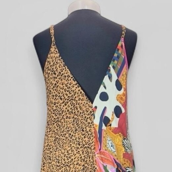 Farm Rio Maxi Dress Tropical Print Patchwork Mixed Prints Leopard Size Small - Picture 9 of 14